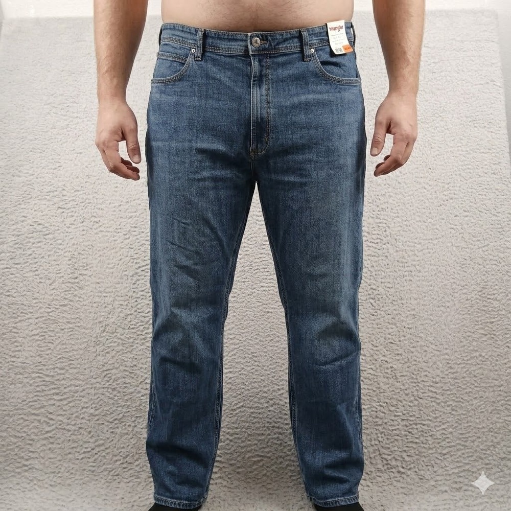 Wrangler Regular Fit Stretch Jeans 42x30 Medium Wash Free to Stretch NWT